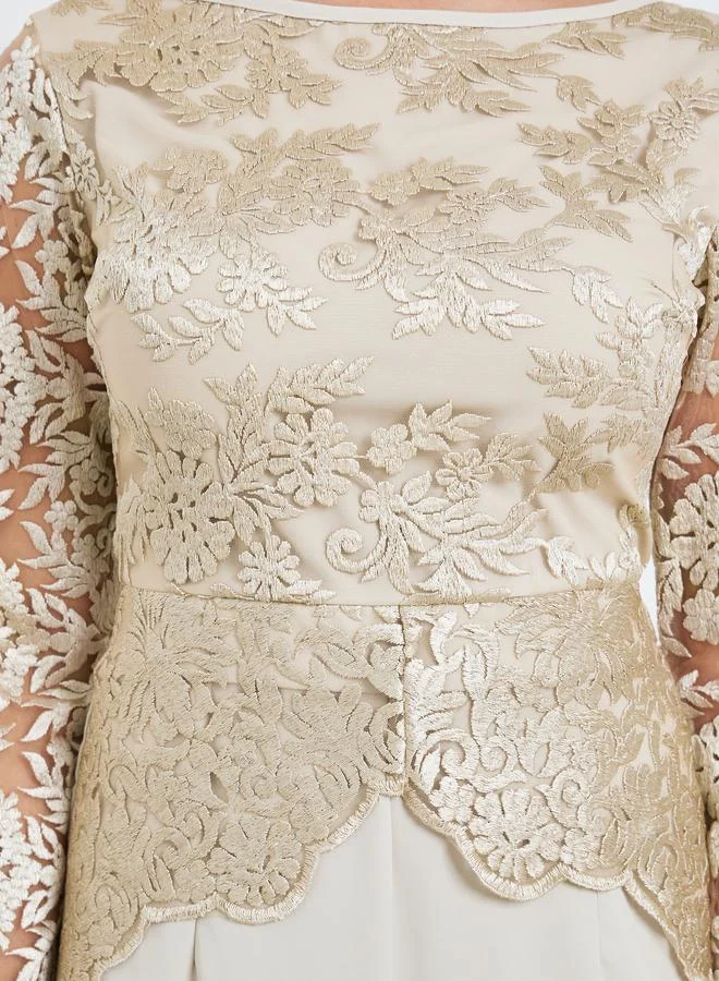 Styli  Women Lace Overlay Wide Leg Evening Jumpsuit for Women | Best Price UAE